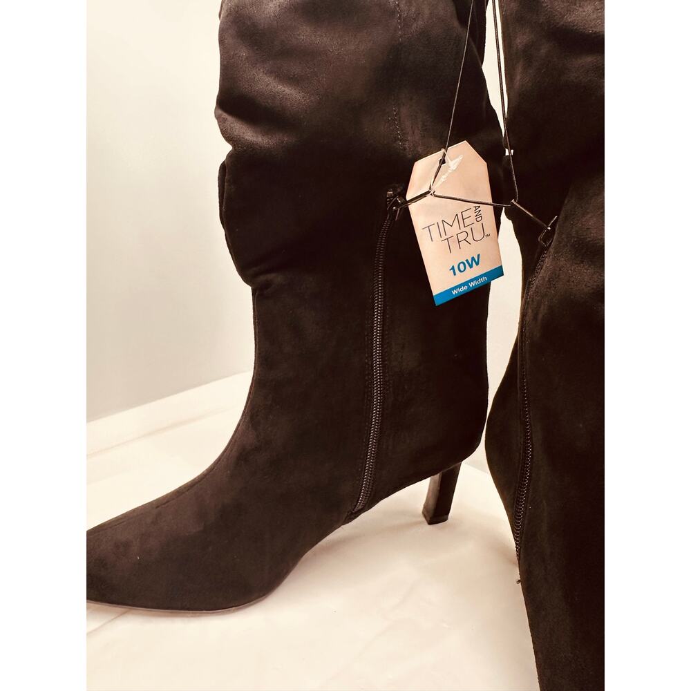 Time and True Women's Faux Suede Slouch Boots with Kitten Heels Size 10W - Picture 3 of 6